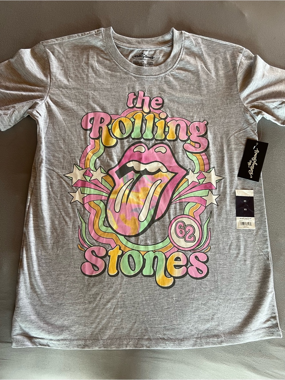 The Rolling Stones Women’s Size XS Cotton/Polyester Gray Shirt, new with tags